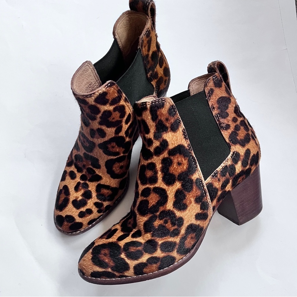 Madewell Regan Leopard Print Calf Hair Chelsea Ankle Boots Size 6 - Picture 2 of 12